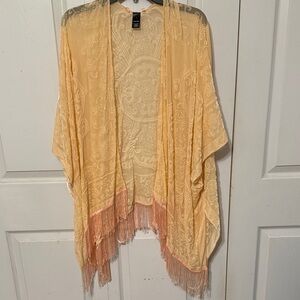 Mixit Peach Fringe Kimono Wrap